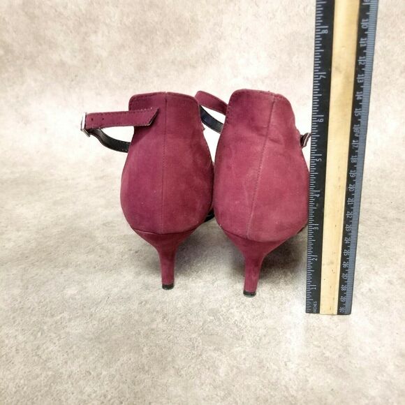 CATO Womens Size 11 Purple Fabric Slip On Pointed Toe Ankle Strap 3" Heel - Picture 6 of 10